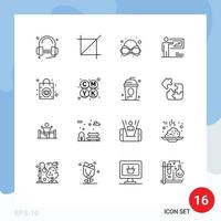 Set of 16 Modern UI Icons Symbols Signs for handbag business tool strategy presentation Editable Vector Design Elements