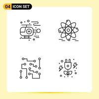 Modern Set of 4 Filledline Flat Colors Pictograph of ambulance physical science atom biophysics energy Editable Vector Design Elements