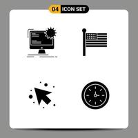Universal Icon Symbols Group of 4 Modern Solid Glyphs of internet arrow site states left Editable Vector Design Elements