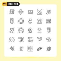 Set of 25 Modern UI Icons Symbols Signs for protecting environment device energy ball Editable Vector Design Elements