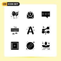 9 Creative Icons Modern Signs and Symbols of a typing mail type keyboard Editable Vector Design Elements