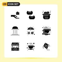 9 Creative Icons Modern Signs and Symbols of protection money clean insurance column Editable Vector Design Elements