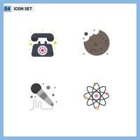 Pictogram Set of 4 Simple Flat Icons of communication sound call food energy Editable Vector Design Elements