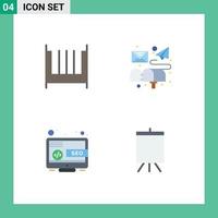 4 Creative Icons Modern Signs and Symbols of bed seo interior letter marketing Editable Vector Design Elements