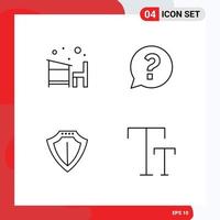 conjunto de 4 4 moderno ui íconos símbolos señales para silla Sheild aprender marca bloqueado editable vector diseño elementos