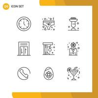 9 Universal Outlines Set for Web and Mobile Applications fun travel baking hotel stand Editable Vector Design Elements