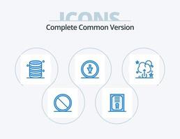 Complete Common Version Blue Icon Pack 5 Icon Design. cloud. navigation. data. down. arrow vector