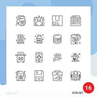 Stock Vector Icon Pack of 16 Line Signs and Symbols for knowledge e winner shipment package Editable Vector Design Elements