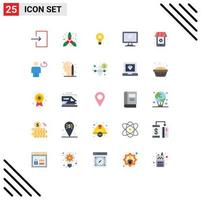 Editable Vector Line Pack of 25 Simple Flat Colors of shopping pc idea imac monitor Editable Vector Design Elements