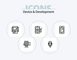 dispositivo y desarrollo línea icono paquete 5 5 icono diseño. educación. Internet. cámara. engranaje. web vector