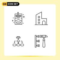 User Interface Pack of 4 Basic Filledline Flat Colors of smoke algorithm apartment modern data architecture Editable Vector Design Elements