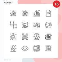 Outline Pack of 16 Universal Symbols of space connection business bound high school Editable Vector Design Elements