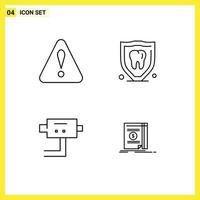 4 Creative Icons Modern Signs and Symbols of alert security insurance tooth cash Editable Vector Design Elements