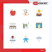 Pictogram Set of 9 Simple Flat Colors of access diary construction business life Editable Vector Design Elements