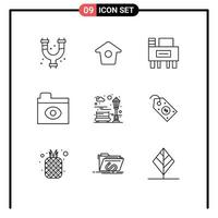 Modern Set of 9 Outlines and symbols such as ecommerce park education city folder Editable Vector Design Elements