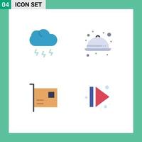 4 Universal Flat Icon Signs Symbols of cloud computers weather meal gadget Editable Vector Design Elements