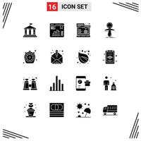 Set of 16 Modern UI Icons Symbols Signs for chrono nipple browser newbie baby Editable Vector Design Elements