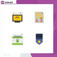 Set of 4 Modern UI Icons Symbols Signs for online document booking paper crime Editable Vector Design Elements