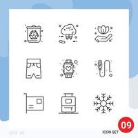 9 Universal Outlines Set for Web and Mobile Applications love shorts shopping short beach Editable Vector Design Elements