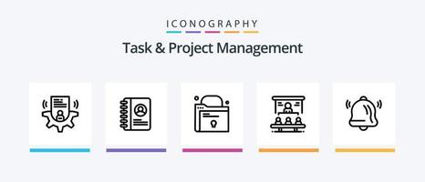 Task And Project Management Line 5 Icon Pack Including mail. e. hand. like. favorites. Creative Icons Design vector