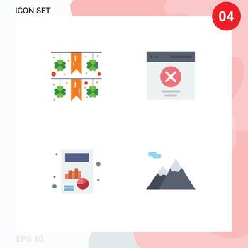 Set of 4 Modern UI Icons Symbols Signs for festival calculate communication message graph Editable Vector Design Elements