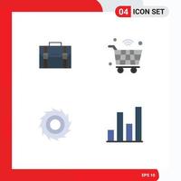 Group of 4 Modern Flat Icons Set for briefcase internet of things documents suitcase wifi Editable Vector Design Elements