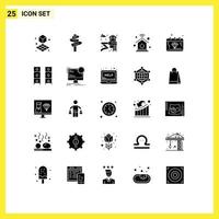 Group of 25 Modern Solid Glyphs Set for money economy park day internet of things Editable Vector Design Elements