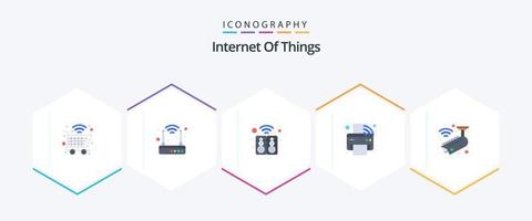 Internet Of Things 25 Flat icon pack including camera. printing machine. house. printer. automation vector