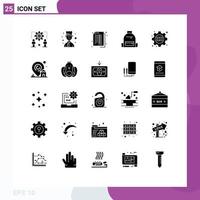 Group of 25 Modern Solid Glyphs Set for school camping accounting bag bookkeeping Editable Vector Design Elements