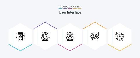 User Interface 25 Line icon pack including . watch. location. time. view vector