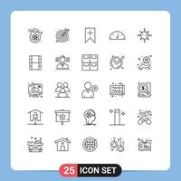 Universal Icon Symbols Group of 25 Modern Lines of video day plus sun gauge Editable Vector Design Elements