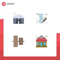 Pictogram Set of 4 Simple Flat Icons of landscape center road write hotel Editable Vector Design Elements