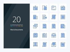 20 Files And Documents Blue Color icon for presentation vector