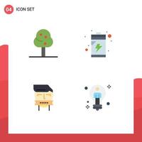 Group of 4 Modern Flat Icons Set for nature shut battery hostage bulb Editable Vector Design Elements