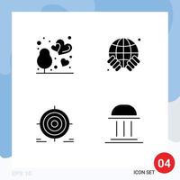 Stock Vector Icon Pack of 4 Line Signs and Symbols for love goal tree world goal Editable Vector Design Elements