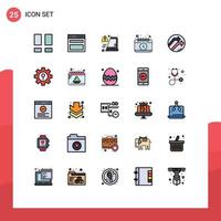 25 Thematic Vector Filled line Flat Colors and Editable Symbols of arrow study decode desk calendar Editable Vector Design Elements