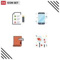 Set of 4 Modern UI Icons Symbols Signs for education paint science mobile design Editable Vector Design Elements