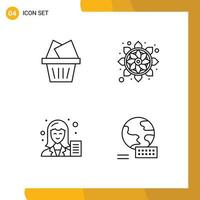 Set of 4 Modern UI Icons Symbols Signs for cart copywriter flower rangoli writer Editable Vector Design Elements