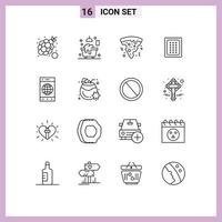 Universal Icon Symbols Group of 16 Modern Outlines of browser food shower bread bakery Editable Vector Design Elements