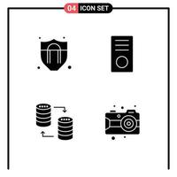 Mobile Interface Solid Glyph Set of 4 Pictograms of access server computers gadget storage Editable Vector Design Elements