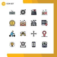 Set of 16 Modern UI Icons Symbols Signs for seo copyright payment bottles beverage Editable Creative Vector Design Elements