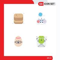 Pictogram Set of 4 Simple Flat Icons of beef online food gaming bird Editable Vector Design Elements