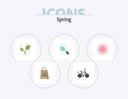 primavera plano icono paquete 5 5 icono diseño. flora. Wifi. hoja. investigación. árbol vector