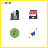 Mobile Interface Flat Icon Set of 4 Pictograms of building up city arrows paper plane Editable Vector Design Elements