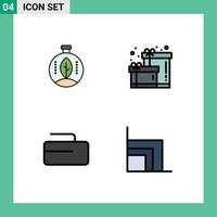 Modern Set of 4 Filledline Flat Colors and symbols such as green stone power gift chart Editable Vector Design Elements