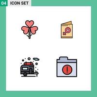 User Interface Pack of 4 Basic Filledline Flat Colors of flower camper flower female motorhome Editable Vector Design Elements