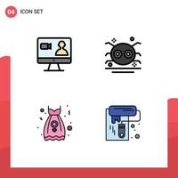 4 Creative Icons Modern Signs and Symbols of job clothes computer scary robe Editable Vector Design Elements