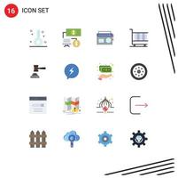 Flat Color Pack of 16 Universal Symbols of law marketing tape finance business Editable Pack of Creative Vector Design Elements