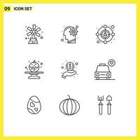 Modern Set of 9 Outlines and symbols such as information cake process candy target Editable Vector Design Elements