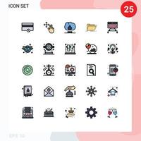 Group of 25 Filled line Flat Colors Signs and Symbols for database connection user computer files Editable Vector Design Elements